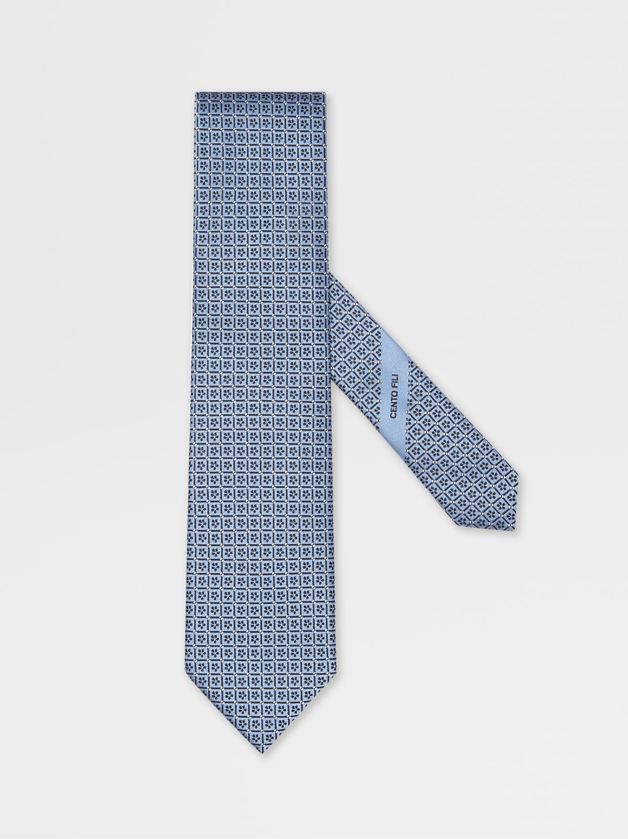 Light Blue CENTO FILI Silk Jacquard Tie